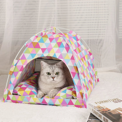 Niche-pour-chat-tente-rose-abri-confort