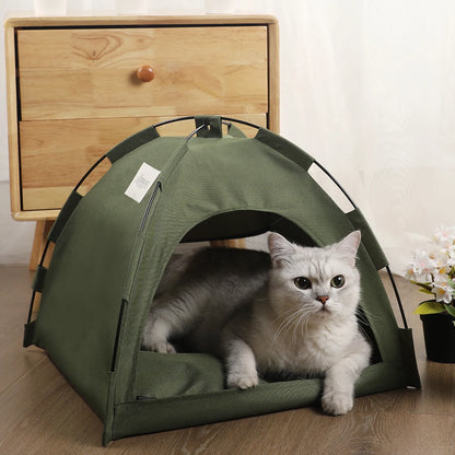 Niche-pour-chat-tente-vert-abri-confort