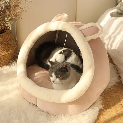 niche-pour-chat-rose-igloo-confort