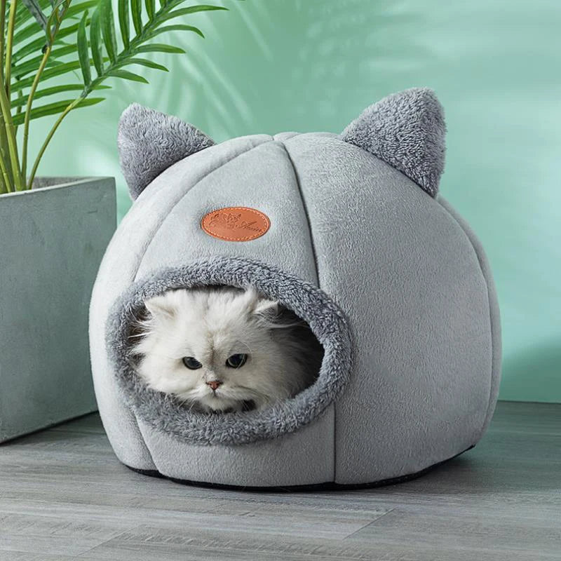 niche-pour-chat-igloo-douillet-gris-confortable